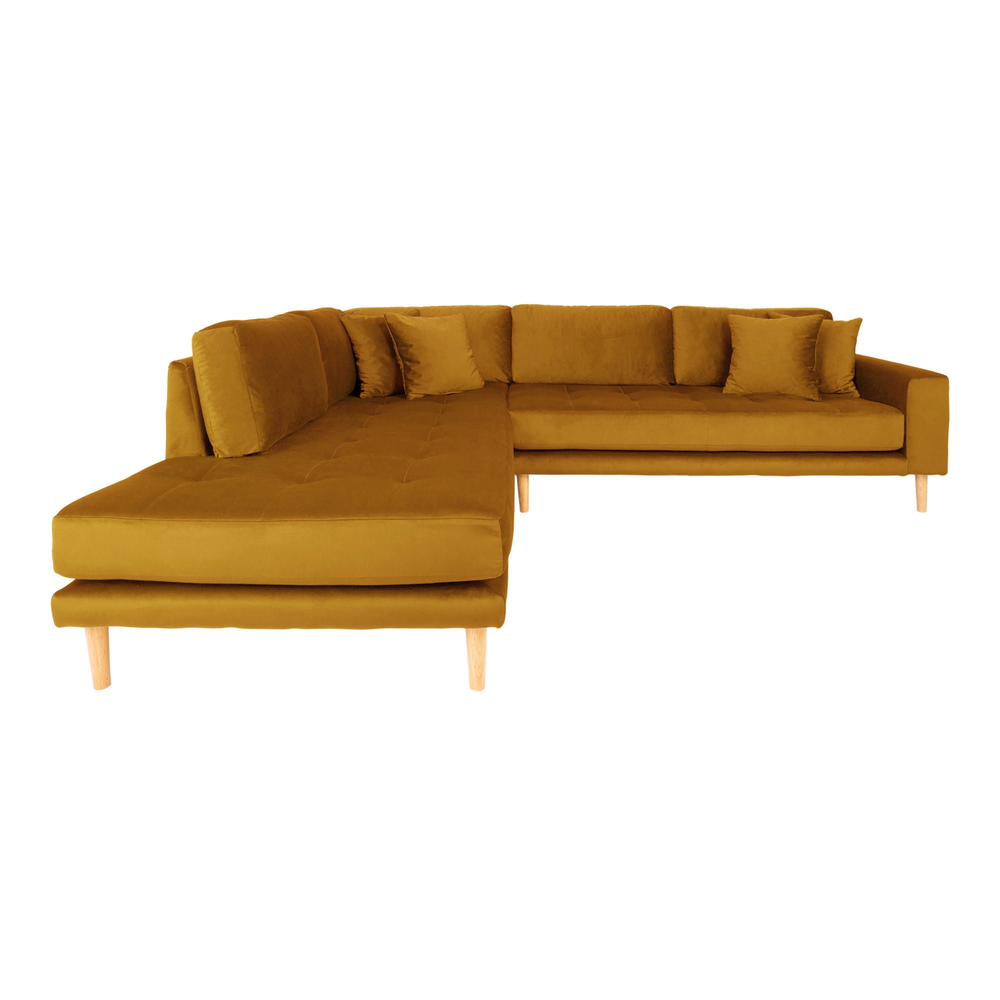 Lido – Ecksofa mit Offenem Ende, offene Seite links, Samtbezug, 92–220 × 257 × 76 cm